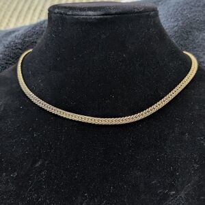 Herringbone Style Gold Plated Long Chain Necklace